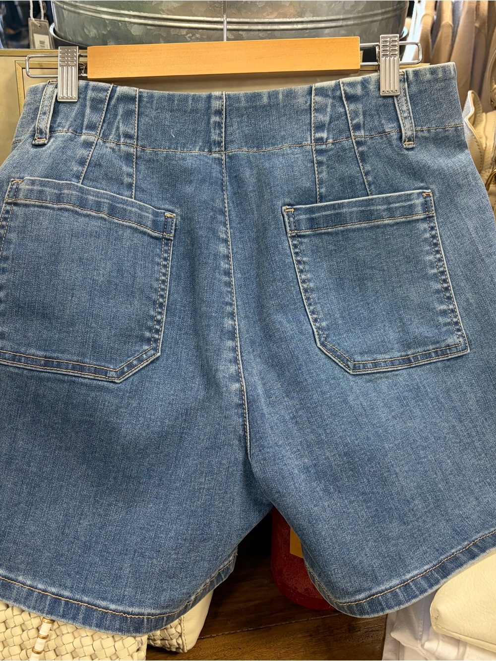 CHARLIE B Light Blue Denim Shorts with Front Patch Pockets - Picture 2 of 2